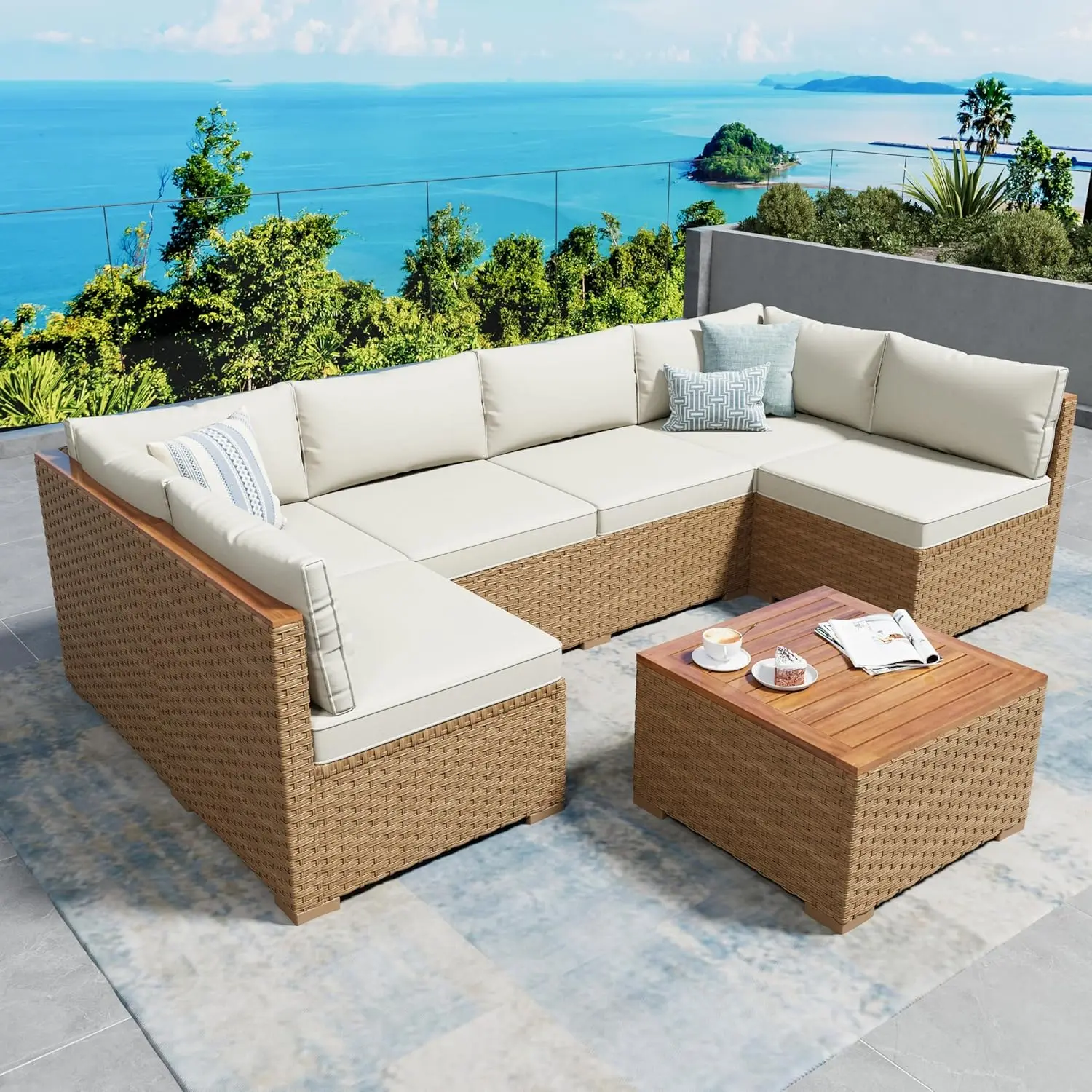 Sunshine Valley Wicker Patio Furniture Set, 7 Pieces Outdoor Sectional with 6 Seats, Rattan Conversation Set with, Customized
Sunshine Valley Wicker Patio Furniture Set, 7 Pieces Outdoor Sectional with 6 Seats, Rattan Conversation Set with, Customized