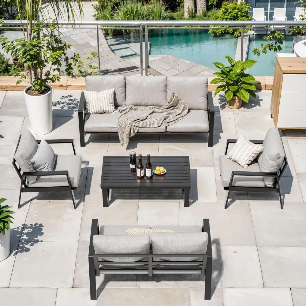 Patio Furniture Set Modern Metal Couch & Coffee Table 5 Pieces Aluminum Conversation Sets Outdoor Furniture Terrace Garden Sofa
Patio Furniture Set Modern Metal Couch & Coffee Table 5 Pieces Aluminum Conversation Sets Outdoor Furniture Terrace Garden Sofa