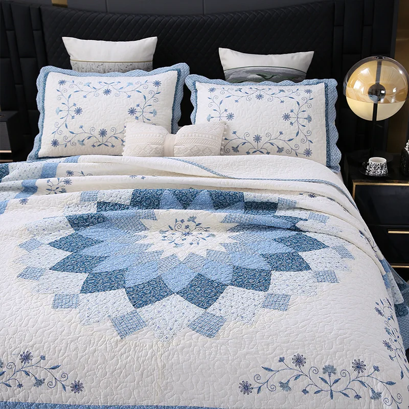 3Pcs 100% Cotton Patchwork Embroidered Quilt Set, Geometric Quilted Bedspread Coverlet, New All Season Thin Bedding for Home
3Pcs 100% Cotton Patchwork Embroidered Quilt Set, Geometric Quilted Bedspread Coverlet, New All Season Thin Bedding for Home