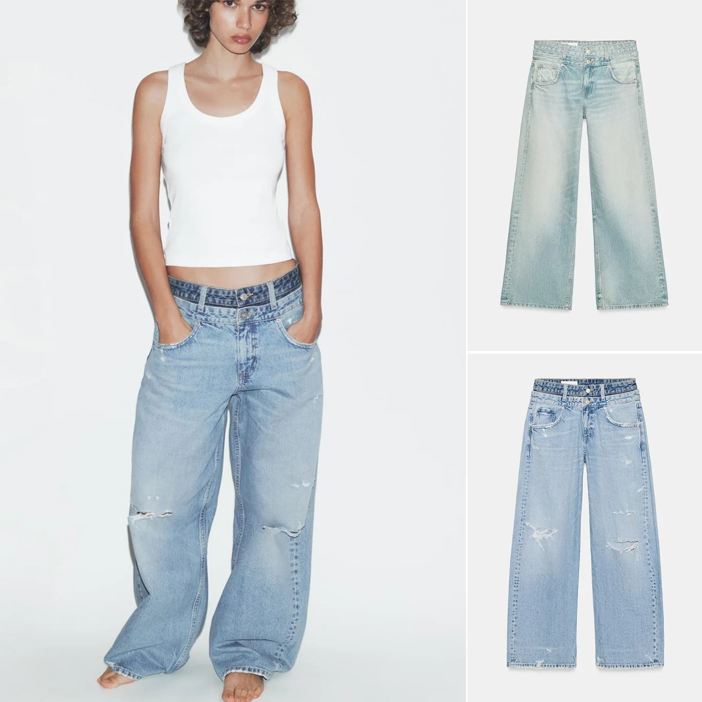 New Spring Summer Women's Casual Long Style Decorative Double Layer mid Waist Straight Leg Jeans Polyester Fiber Button Closure
New Spring Summer Women's Casual Long Style Decorative Double Layer mid Waist Straight Leg Jeans Polyester Fiber Button Closure