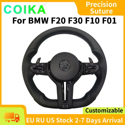 For BMW F30 F20 F48 M3 F80 F25 E90 E87 X5 E70 F01 F10 Steering Wheel Black Perforated Leather Sport Upgrade Modify Accessories