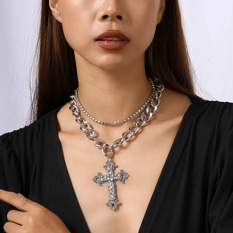 2Pcs/Set Fashion Double Layered Necklace Gothic Cross Pendant Necklace for Women Girls Party Festival Jewelry Gifts
2Pcs/Set Fashion Double Layered Necklace Gothic Cross Pendant Necklace for Women Girls Party Festival Jewelry Gifts