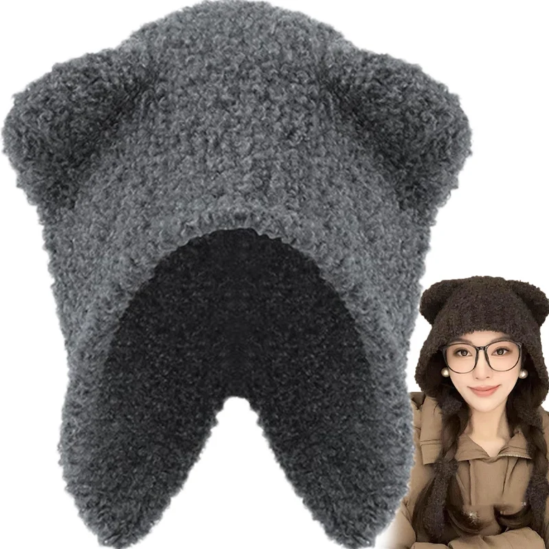 Sweety Bear Ear Wool Hats Women Autumn Winter Warm Thickened Ear Protection Caps Knitted Bomber Bonnets Beanies Panama Hat
Sweety Bear Ear Wool Hats Women Autumn Winter Warm Thickened Ear Protection Caps Knitted Bomber Bonnets Beanies Panama Hat