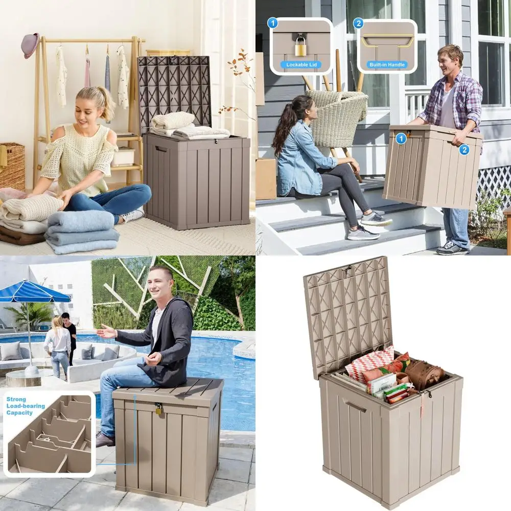 Серый уличный ящик для хранения объемом 50 галлонов с замком для садовых подушек и инструментов
Серый уличный ящик для хранения объемом 50 галлонов с замком для садовых подушек и инструментов