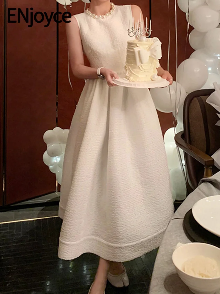 ENjoyce Korean Elegant Cropped Waist Long Dresses Sleeveless White One-piece Dress Ladies Evening Graduation Ball Prom Dress
ENjoyce Korean Elegant Cropped Waist Long Dresses Sleeveless White One-piece Dress Ladies Evening Graduation Ball Prom Dress