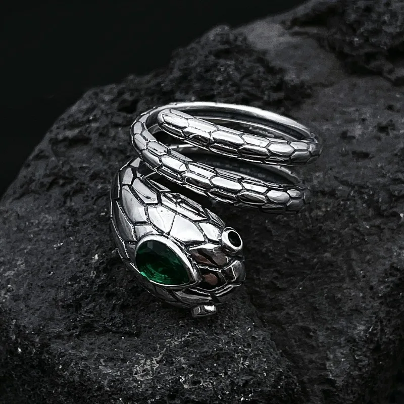 Vintage Geometric Snake Ring, Unique Personality Design, European Style Statement Band for Index Finger
Vintage Geometric Snake Ring, Unique Personality Design, European Style Statement Band for Index Finger