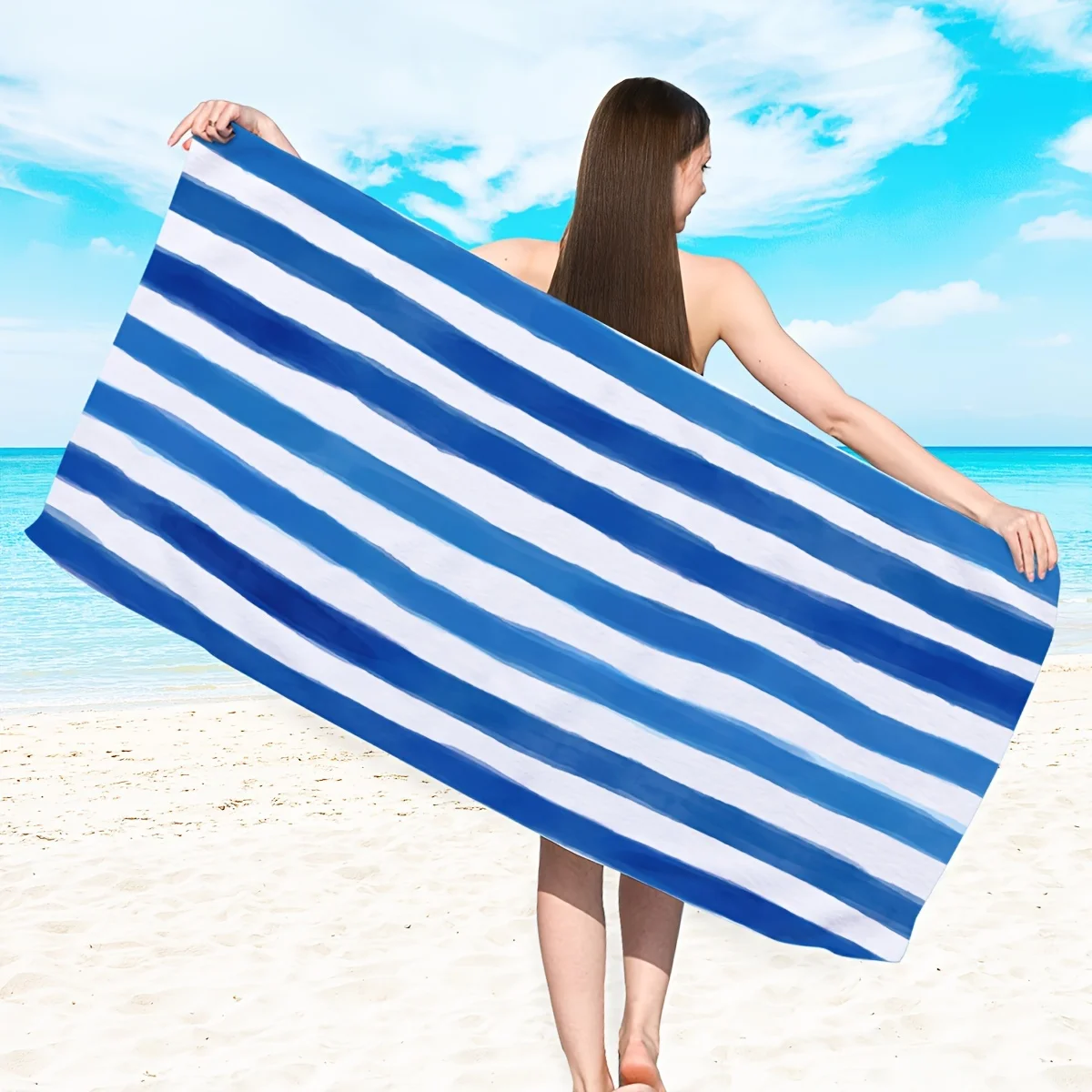 1pcs Striped Beach Towel, Quick Dry Microfiber Beach Blanket for Camping Swimming Travel, Machine Washable for Bathroom
1pcs Striped Beach Towel, Quick Dry Microfiber Beach Blanket for Camping Swimming Travel, Machine Washable for Bathroom