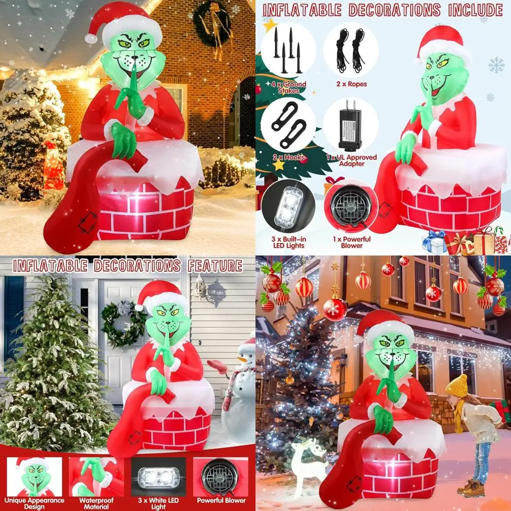 Green Ugly Monster Christmas Inflatable Outdoor Decoration with LED Lights for Xmas, Halloween, and Holiday Parties
Green Ugly Monster Christmas Inflatable Outdoor Decoration with LED Lights for Xmas, Halloween, and Holiday Parties
