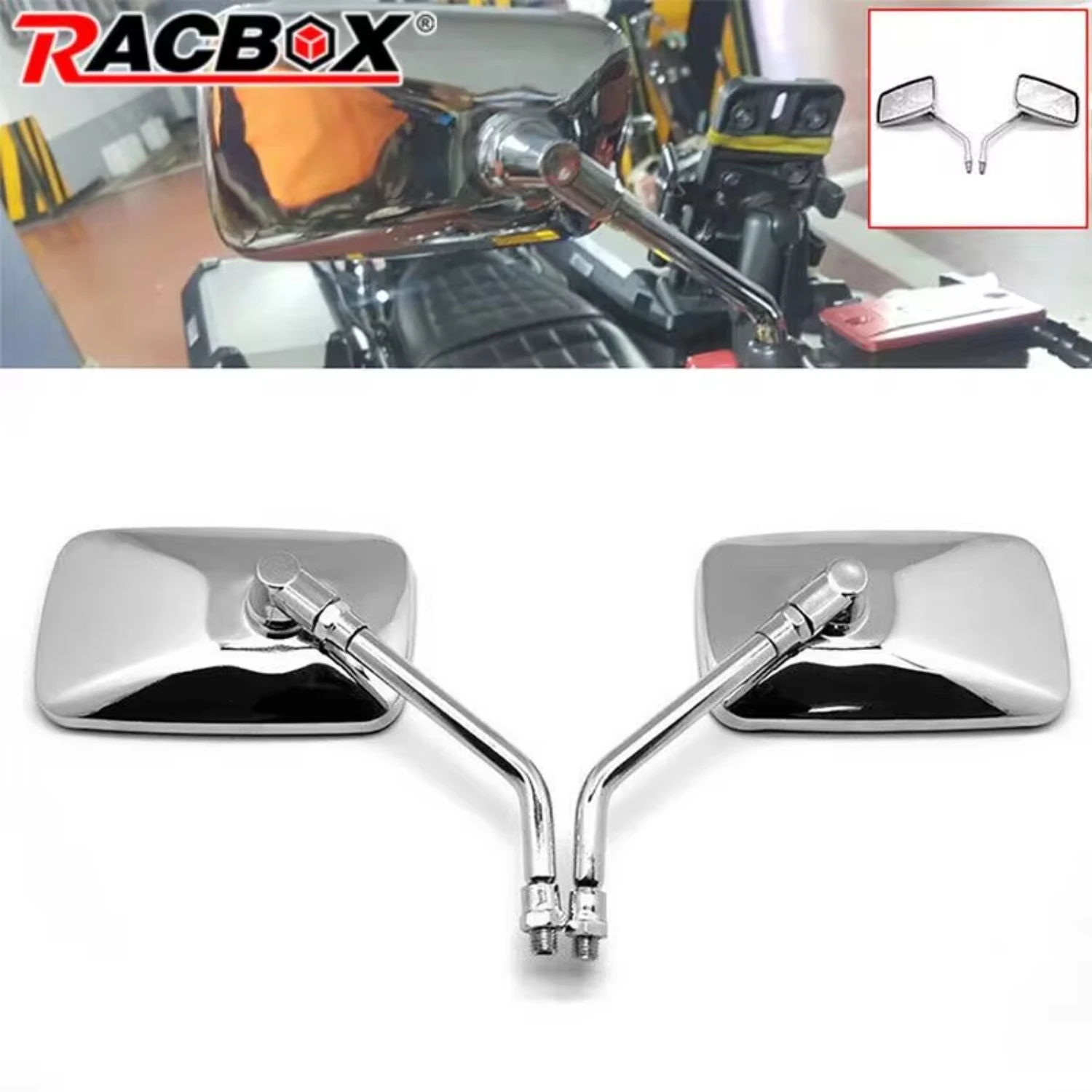 Rectangle Motorcycle Rearview Mirrors 10mm Chrome retrovisor de moto mirror moto Motorbike Scooter E-Bike
Rectangle Motorcycle Rearview Mirrors 10mm Chrome retrovisor de moto mirror moto Motorbike Scooter E-Bike