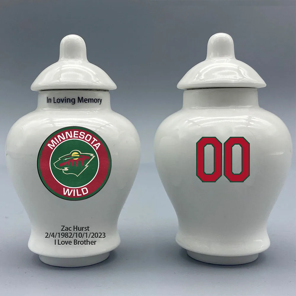Mini Urn for Minnesota Wild-Hockey Urn.Please send me the customization information- name/date and number on the urn
Mini Urn for Minnesota Wild-Hockey Urn.Please send me the customization information- name/date and number on the urn