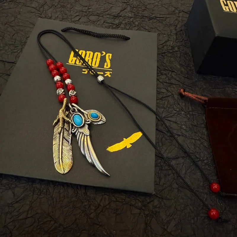 Japan Tide Takahashi Goros Vintage Turquoise Inlaid Eagle Claw Feather Pendant Glass Bead Rope Necklace Fashion Couple Versatile
Japan Tide Takahashi Goros Vintage Turquoise Inlaid Eagle Claw Feather Pendant Glass Bead Rope Necklace Fashion Couple Versatile
