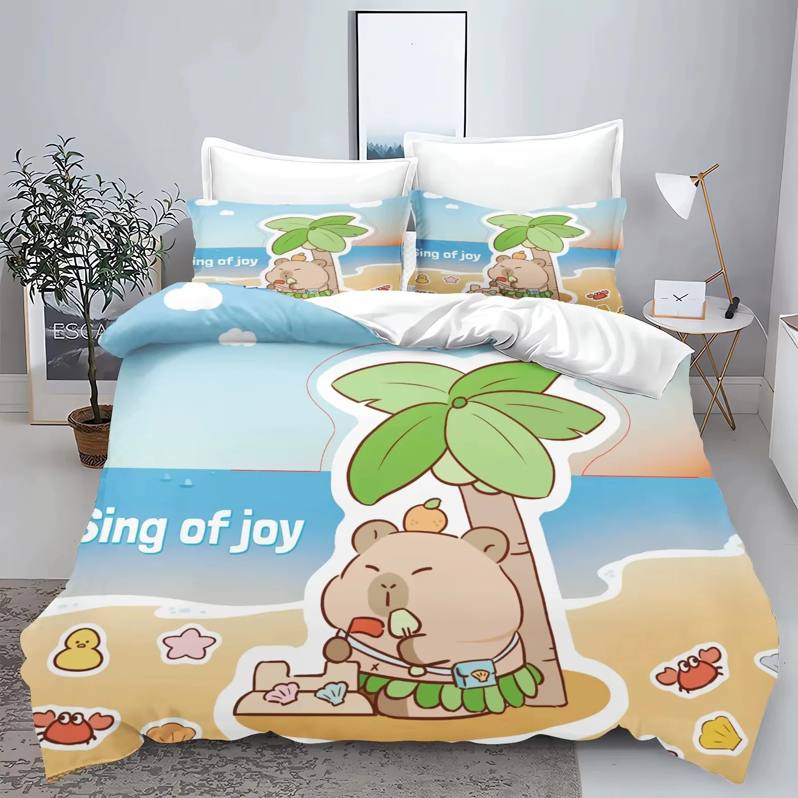 Cartoon Capybara 3D Printed Bedding Set Children's Duvet Cover Pillow Case Set Anime 100_ Polyester Cute Cartoon Home Decoration
Cartoon Capybara 3D Printed Bedding Set Children's Duvet Cover Pillow Case Set Anime 100_ Polyester Cute Cartoon Home Decoration