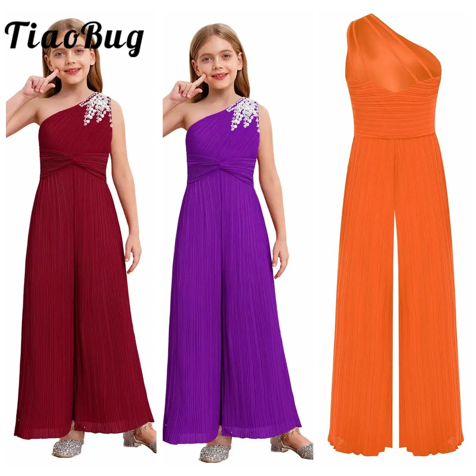 Girls Party Outfit One Shoulder Romper Sparkly High Waist Wide Leg Pleated Jumpsuit Birthday Wedding Prom Flower Girl Clothes
Girls Party Outfit One Shoulder Romper Sparkly High Waist Wide Leg Pleated Jumpsuit Birthday Wedding Prom Flower Girl Clothes