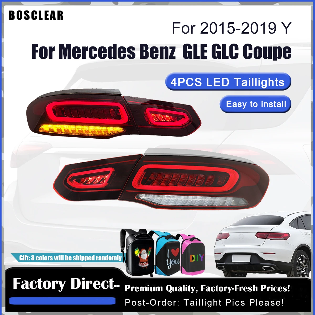 Автомобильный светодиодный задний фонарь в сборе для Benz GLE GLC Coupe, задние фонари C253 2016-2019, дневные ходовые огни Plug and Play, автомобильные аксессуары
Автомобильный светодиодный задний фонарь в сборе для Benz GLE GLC Coupe, задние фонари C253 2016-2019, дневные ходовые огни Plug and Play, автомобильные аксессуары