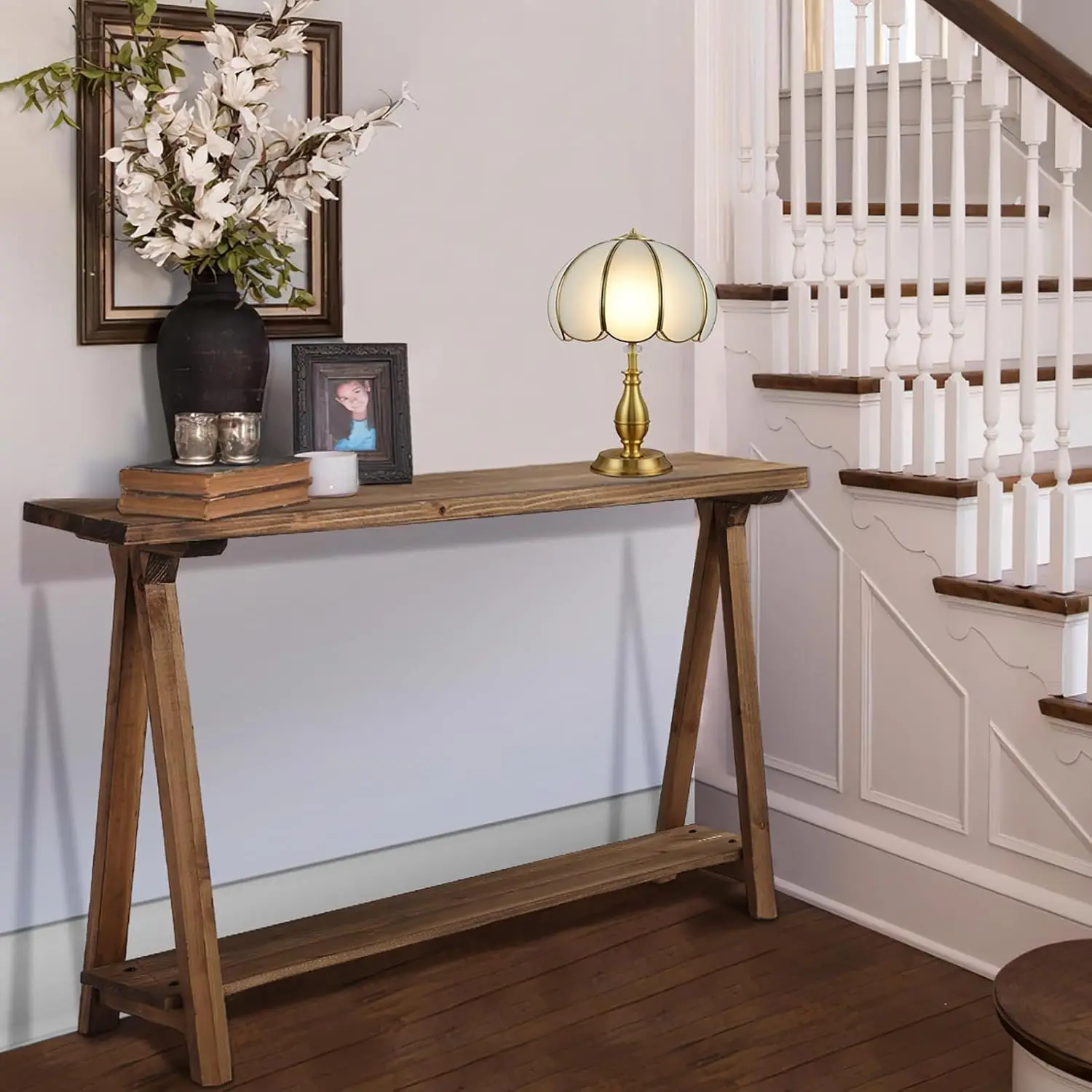 Farmhouse Console Tables for Living Room, 43.3" Solid Wood 2-Tier Sofa Table, Rustic Hallway Table for Entryway, Natural
Farmhouse Console Tables for Living Room, 43.3" Solid Wood 2-Tier Sofa Table, Rustic Hallway Table for Entryway, Natural