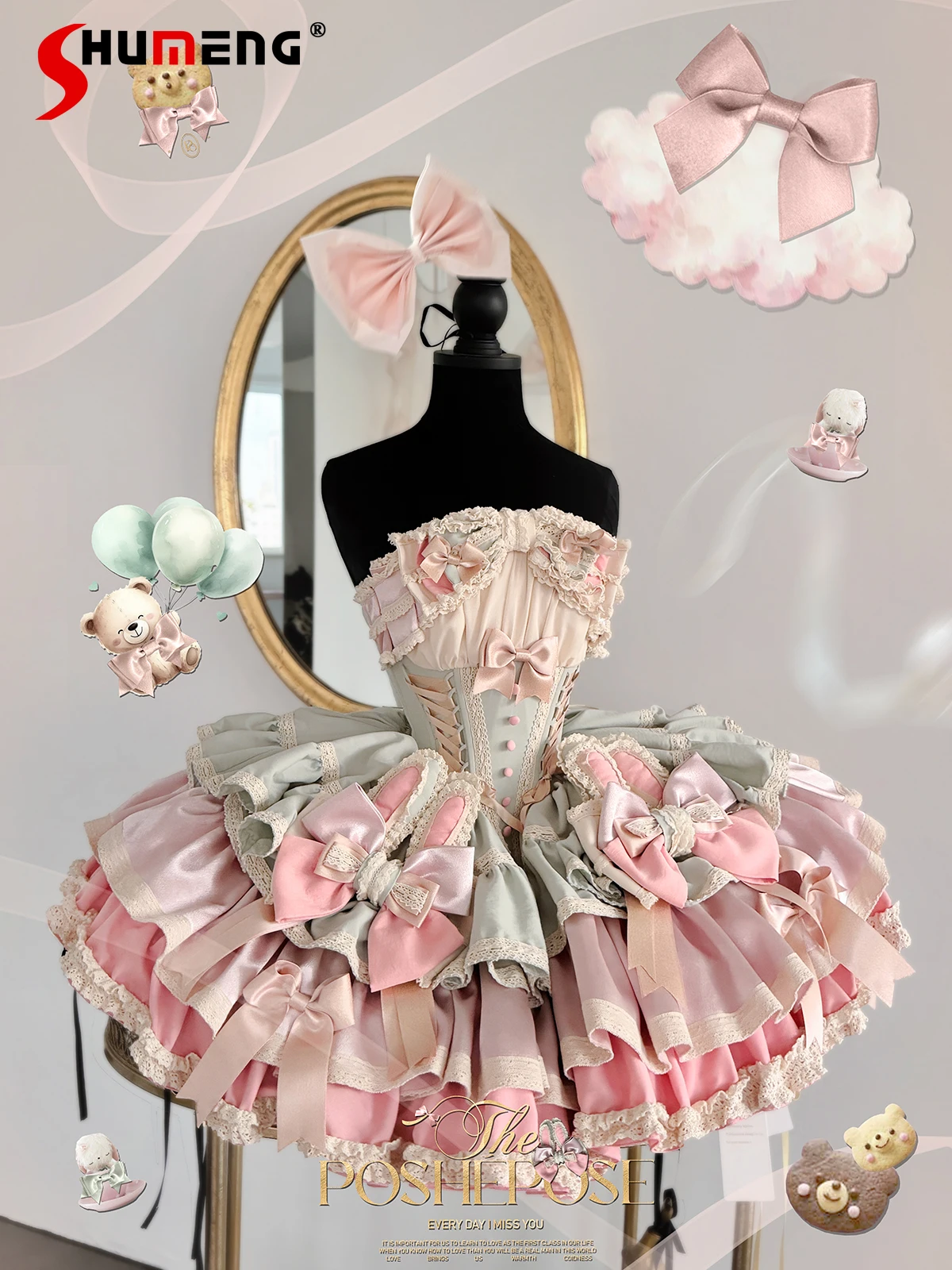 Heavy Industry Elegant Sexy Princess Birthday Dress 3D Big Bow Lace Edge Lace-up Slim Sweet Kawaii Lolita Ball Gown Dress Women
Heavy Industry Elegant Sexy Princess Birthday Dress 3D Big Bow Lace Edge Lace-up Slim Sweet Kawaii Lolita Ball Gown Dress Women