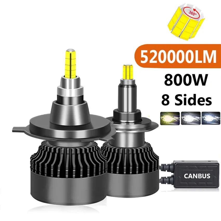 2PCS H1 H7 LED H4 360 520000LM 800W Canbus Led HB3 HB4 9012 D1S D2S H11 H8 9006 9005 Car Headlight Bulb Fog Lamps 6000K 12V
2PCS H1 H7 LED H4 360 520000LM 800W Canbus Led HB3 HB4 9012 D1S D2S H11 H8 9006 9005 Car Headlight Bulb Fog Lamps 6000K 12V