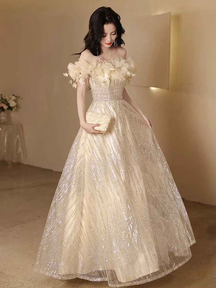 Champagne Color One-oulder Evening Gown Women's Par High-End Luxury Birthday Adult Ceremony Art Exam aduation Host
Champagne Color One-oulder Evening Gown Women's Par High-End Luxury Birthday Adult Ceremony Art Exam aduation Host