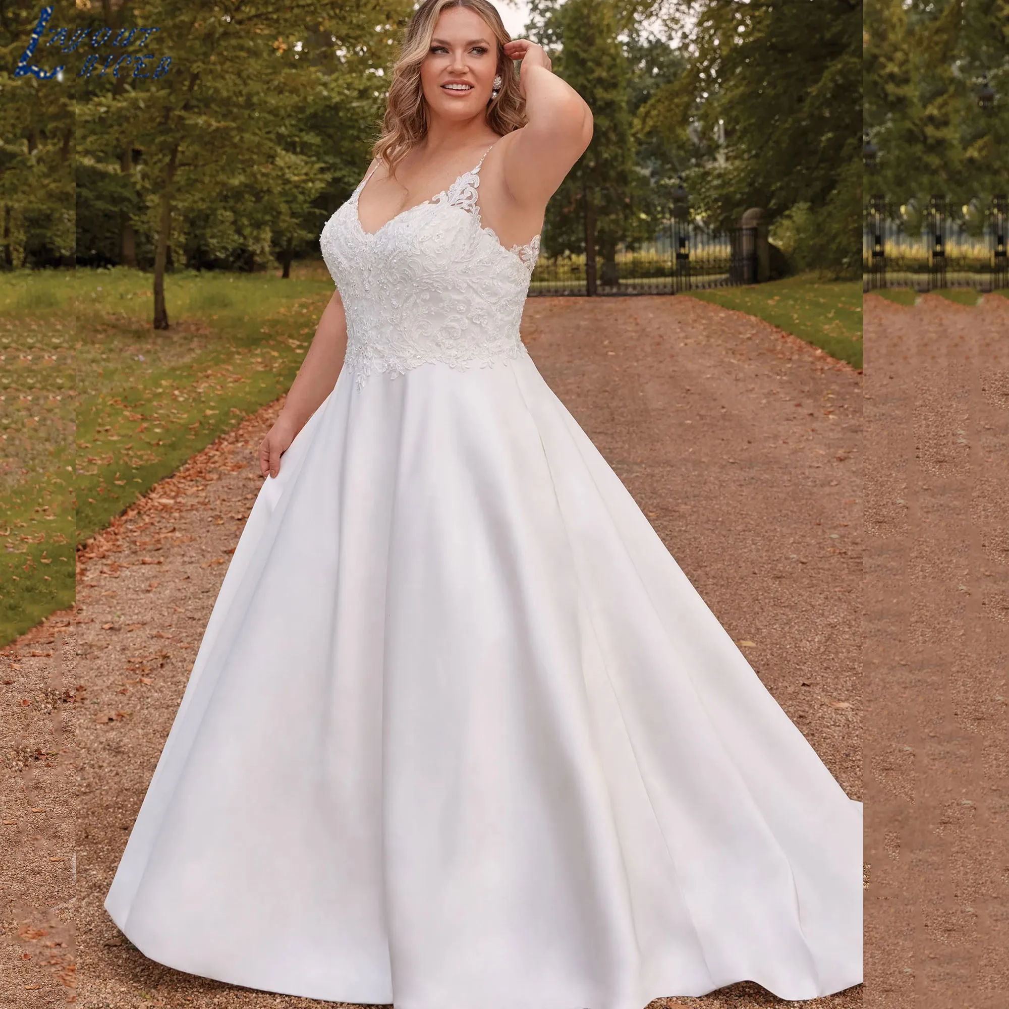 LAYOUT NICEB Plus Size Wedding Dress Classic A-Line Spaghetti Straps Beading Bride Gown Elegant V-Neck Satin vestidos Customized
LAYOUT NICEB Plus Size Wedding Dress Classic A-Line Spaghetti Straps Beading Bride Gown Elegant V-Neck Satin vestidos Customized