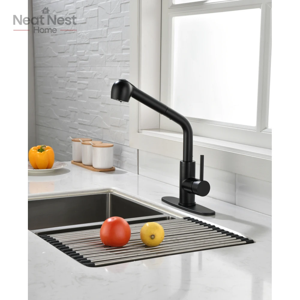 Stainless Steel Matte Black Kitchen Faucets with Pull Down Sprayer, Single Handle Kitchen Sink Faucet with Pull Out Sprayer
Stainless Steel Matte Black Kitchen Faucets with Pull Down Sprayer, Single Handle Kitchen Sink Faucet with Pull Out Sprayer
