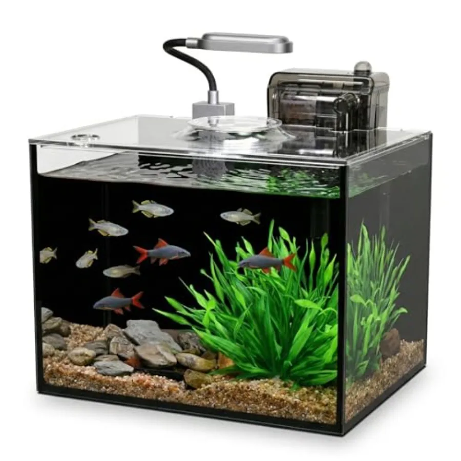 2.5 Gallon Betta Fish Tank for home decoration, tempered glass aquarium with black background, integrated LED light and filter,
2.5 Gallon Betta Fish Tank for home decoration, tempered glass aquarium with black background, integrated LED light and filter,