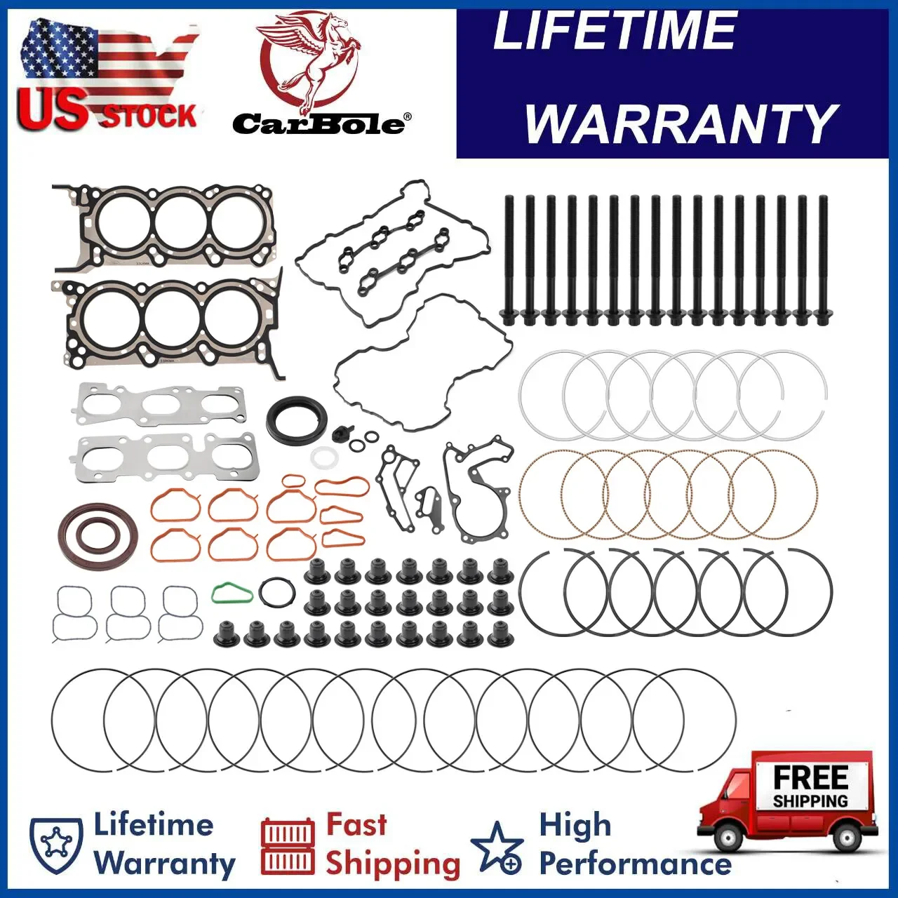 Head Gasket Bolt Set w/ Piston Rings For Hyundai Santa Fe Kia Sorento Sedona 3.3
Head Gasket Bolt Set w/ Piston Rings For Hyundai Santa Fe Kia Sorento Sedona 3.3
