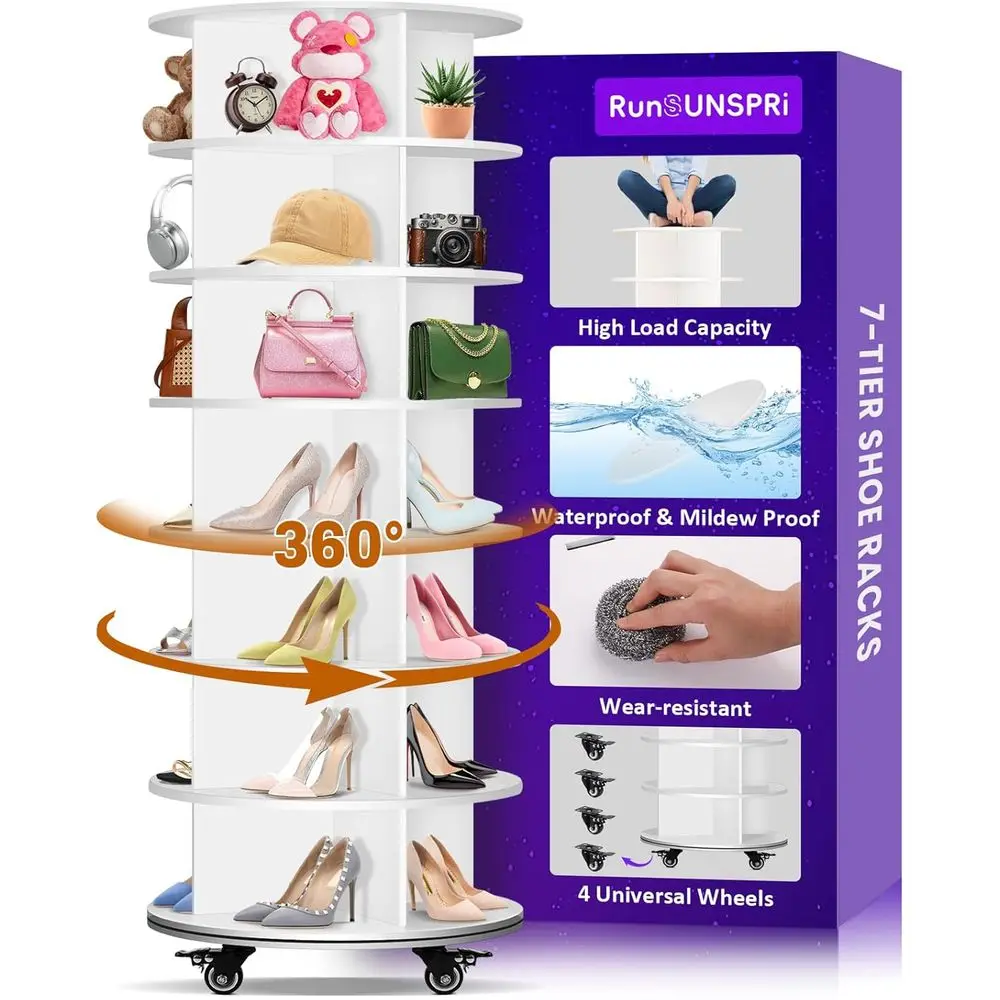 Rotating Shoe Rack with 4 Wheels, 360° Revolving Organizer, Multifunctional Storage Tower, Spinning Shoe Rack Display Lazy Susan
Rotating Shoe Rack with 4 Wheels, 360° Revolving Organizer, Multifunctional Storage Tower, Spinning Shoe Rack Display Lazy Susan