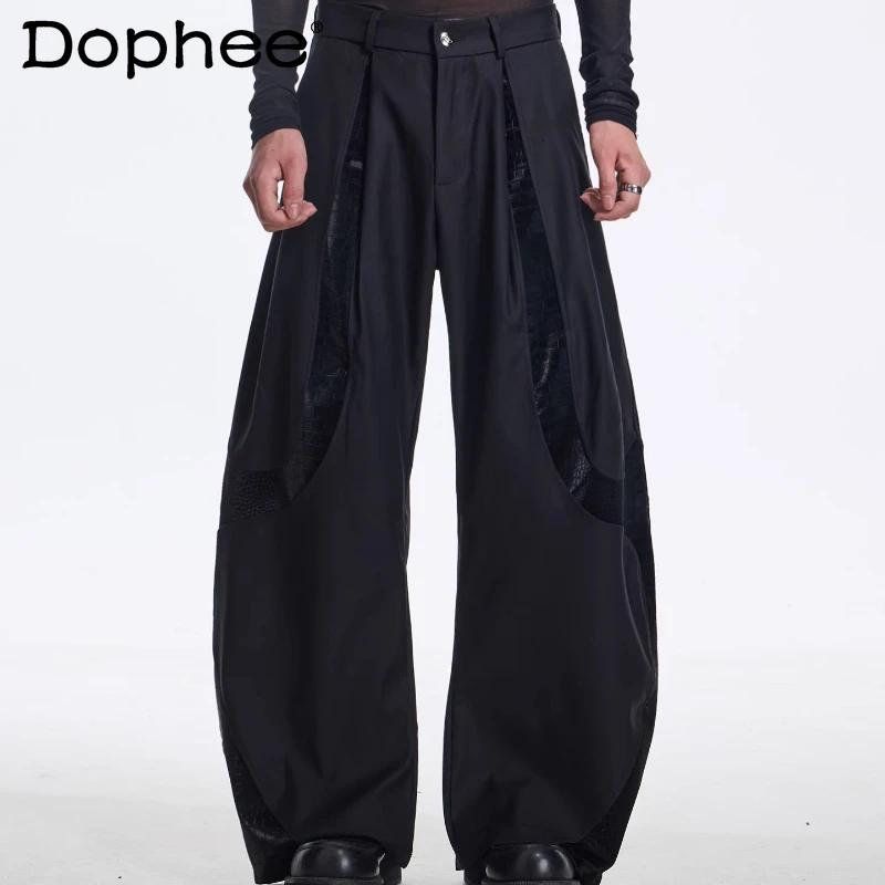Men's 2025 Autumn New Personality Curved Trousers Loose Comfort Long Pants Male Trendy Splicing Faux Leather Fashion Trousers
Men's 2025 Autumn New Personality Curved Trousers Loose Comfort Long Pants Male Trendy Splicing Faux Leather Fashion Trousers