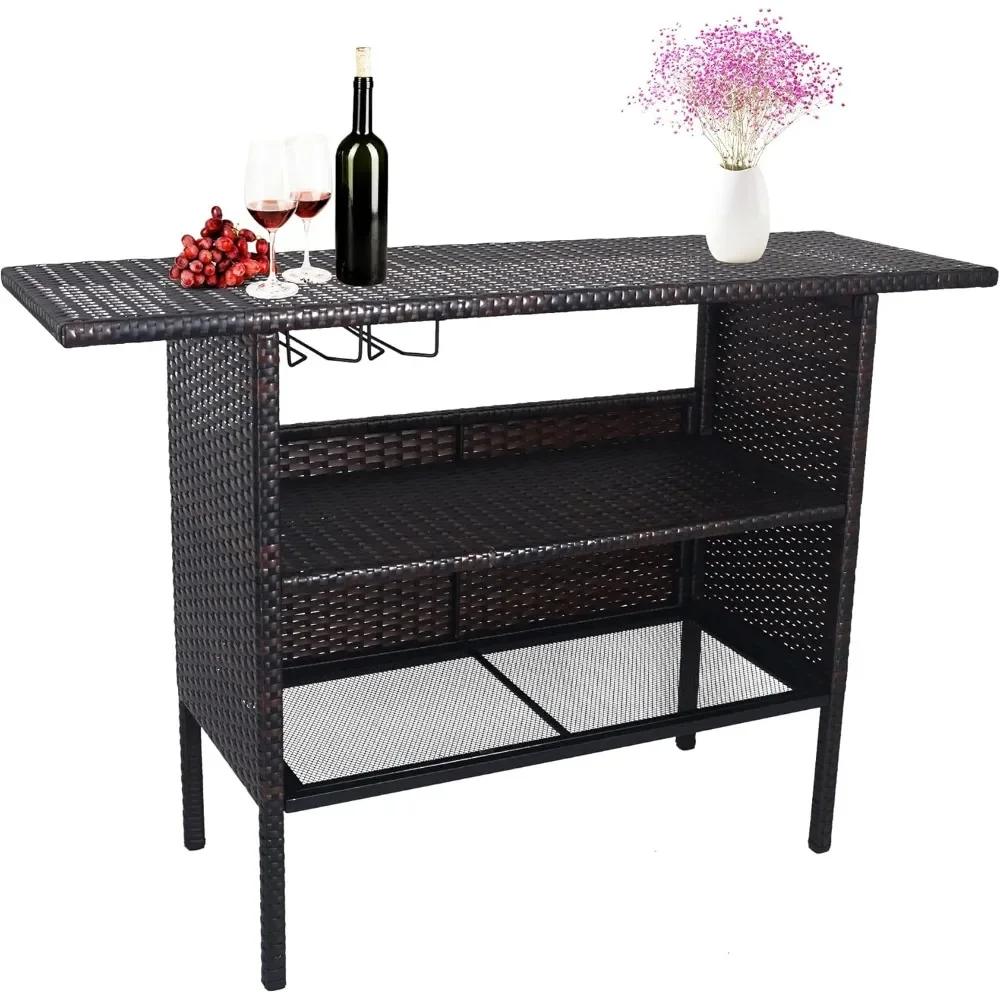 BalanceFrom Outdoor Patio Wicker Bar Counter Table Backyard Furniture with Shelves and Rails
BalanceFrom Outdoor Patio Wicker Bar Counter Table Backyard Furniture with Shelves and Rails