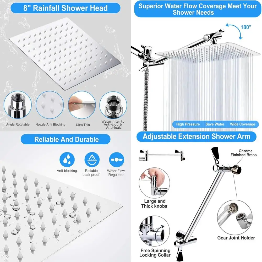 Комплект из 12 душевых леек с 11 удлинительными рукавами, защита от протечек, ручной душ, хромированная отделка
Комплект из 12 душевых леек с 11 удлинительными рукавами, защита от протечек, ручной душ, хромированная отделка