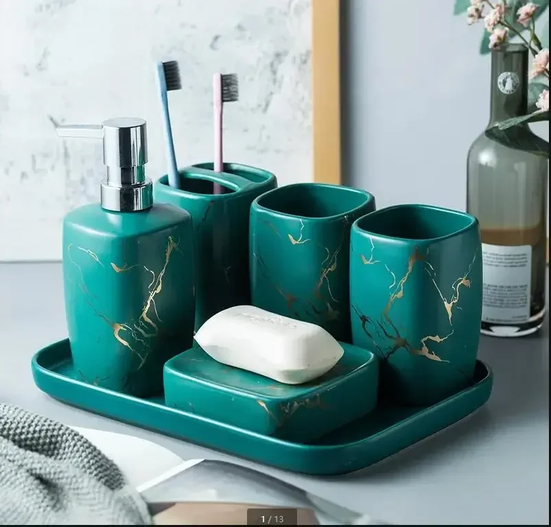 Nordic Frosted Marble Ceramic Bathroom Accessory Set Washing Tools Bottle Mouthwash Cup Soap Toothbrush Holder Tray Bathroom Set
Nordic Frosted Marble Ceramic Bathroom Accessory Set Washing Tools Bottle Mouthwash Cup Soap Toothbrush Holder Tray Bathroom Set