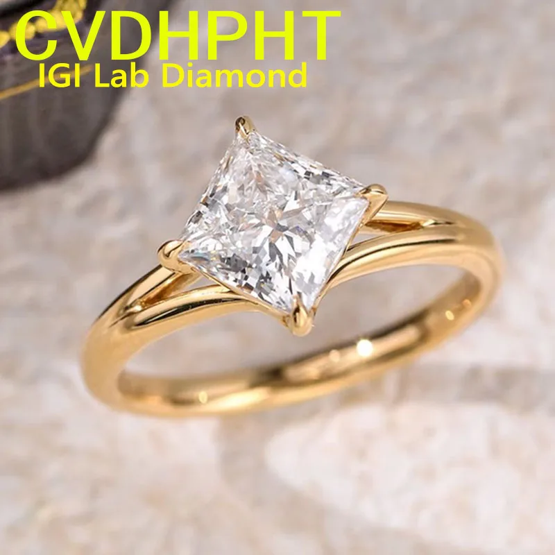 IGI Lab Growing Diamond Ring Princess shape D Color 1 2 3Ct Solid 9K Yellow Gold Ring Diamond wedding Factory Engagement Ring
IGI Lab Growing Diamond Ring Princess shape D Color 1 2 3Ct Solid 9K Yellow Gold Ring Diamond wedding Factory Engagement Ring