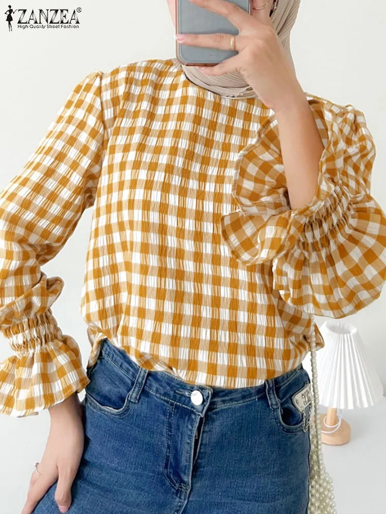 Women Checked Blouse ZANZEA Spring FashionPlaid Shirt Ruffles Tunic Tops Muslim Abaya Casual Long Sleeve O Neck Blusas Mujer
Women Checked Blouse ZANZEA Spring FashionPlaid Shirt Ruffles Tunic Tops Muslim Abaya Casual Long Sleeve O Neck Blusas Mujer