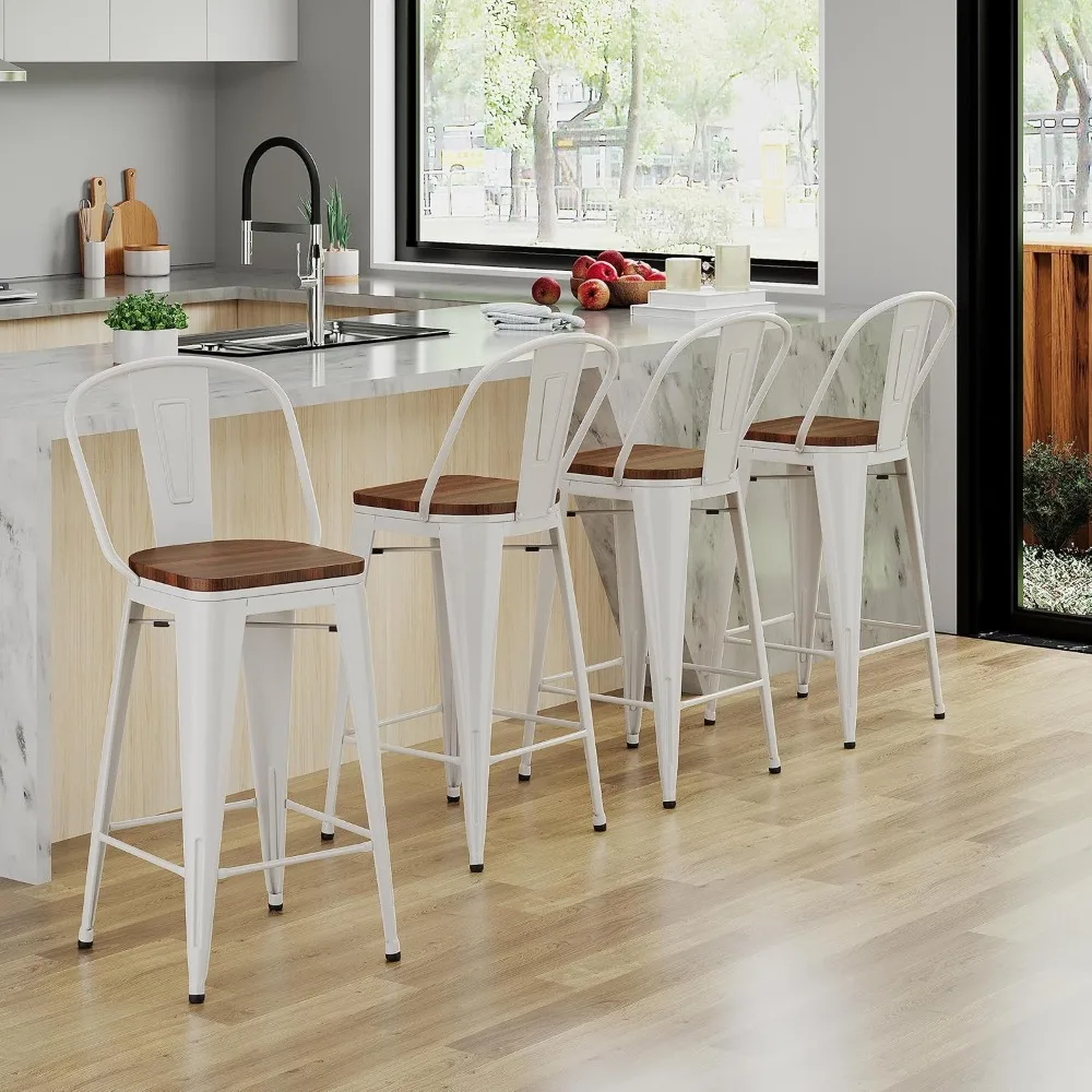 Metal Bar Stools Counter Height Stools Dining Chairs High Back Industrial Barstools Set of 4 (24inch, Cream White)
Metal Bar Stools Counter Height Stools Dining Chairs High Back Industrial Barstools Set of 4 (24inch, Cream White)