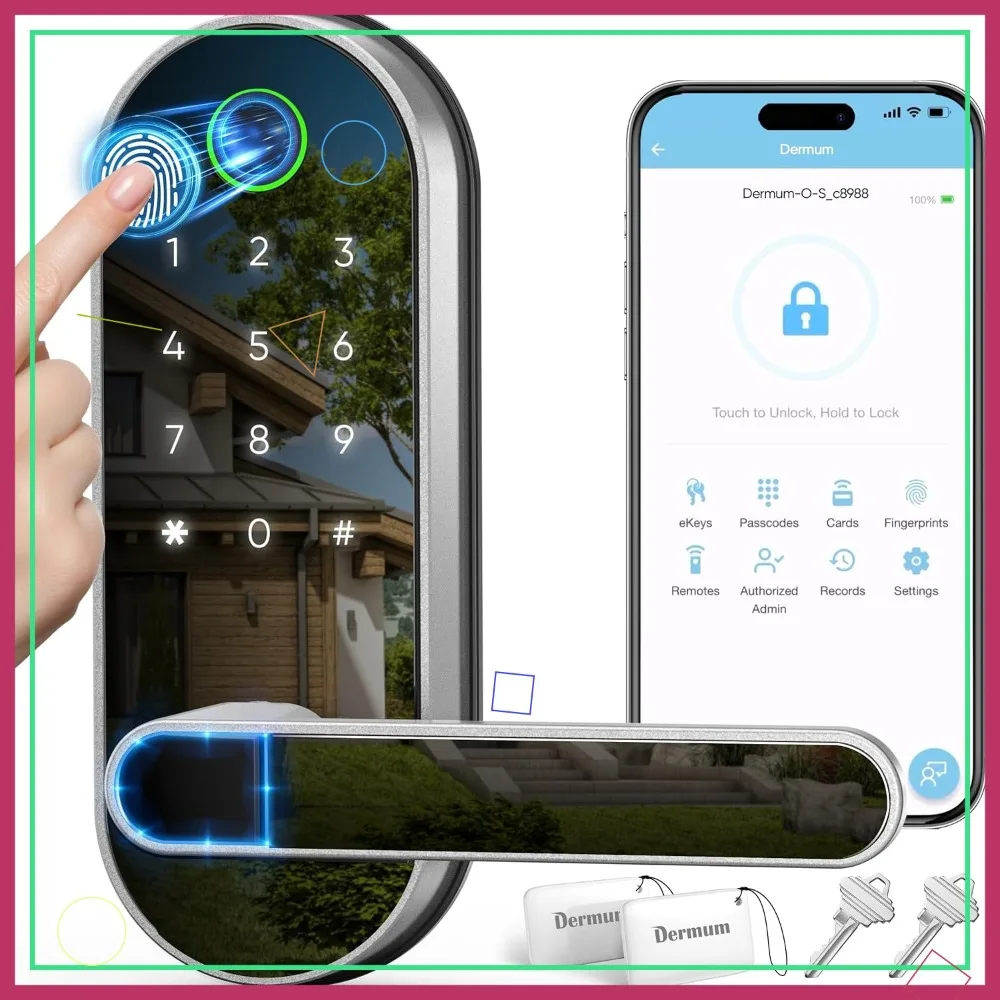 Smart Lock with Fingerprint, Keypad & App Control: Electronic Deadbolt for Front, Interior & Exterior Doors in Silver
Smart Lock with Fingerprint, Keypad & App Control: Electronic Deadbolt for Front, Interior & Exterior Doors in Silver