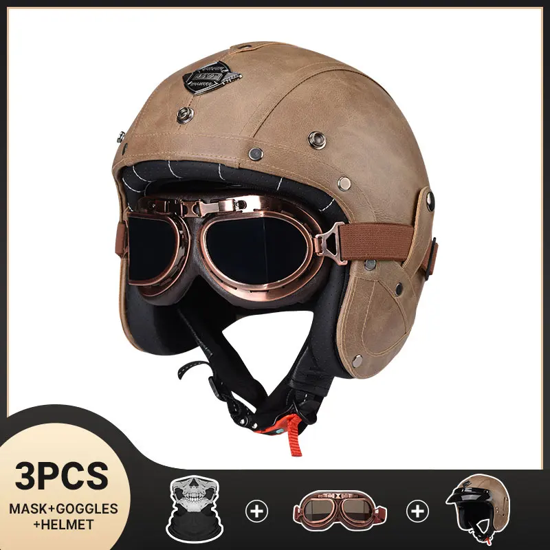 High Quality German Classic Style Open Face Motorcycle Helmet Retro PU Leather Electric Scooter Riding Casco with DOT Approved
High Quality German Classic Style Open Face Motorcycle Helmet Retro PU Leather Electric Scooter Riding Casco with DOT Approved