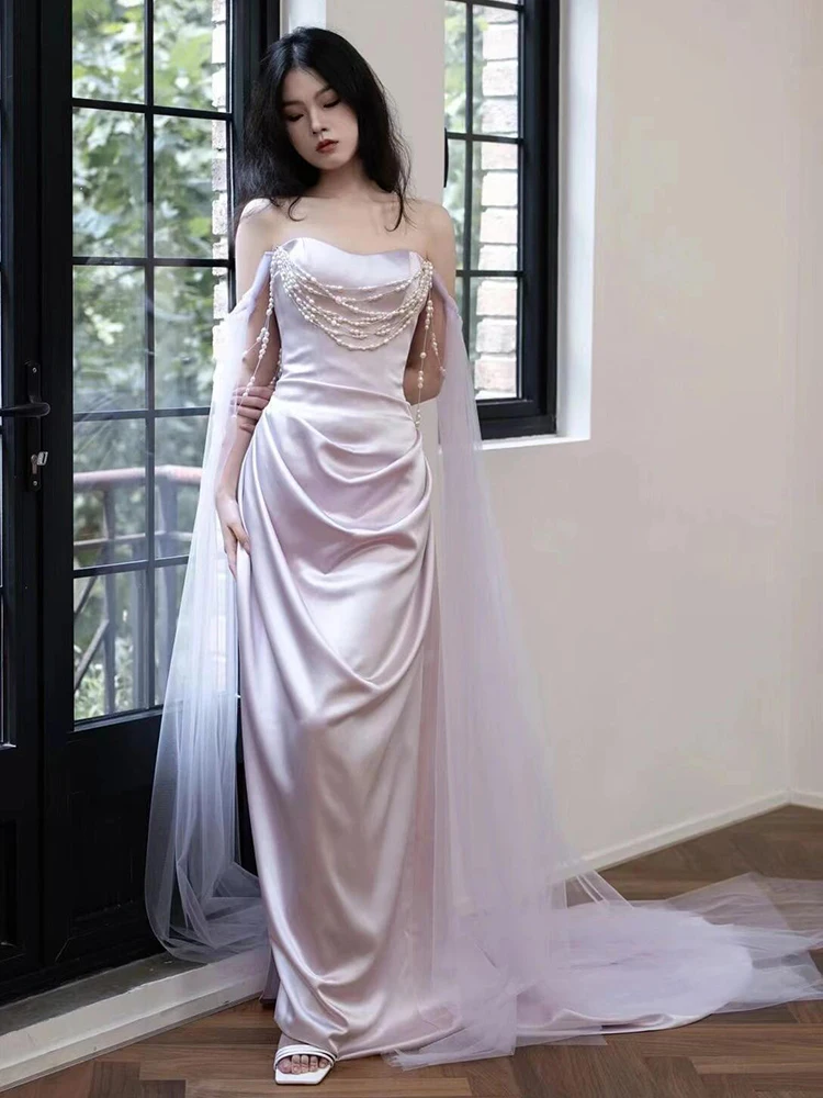 Bridesmaid Gown One oulder Satin Fini Engagement Adult Ceremony Wedding Dr Long Tail Evening Gown Pearl Embellied Ko...
Bridesmaid Gown One oulder Satin Fini Engagement Adult Ceremony Wedding Dr Long Tail Evening Gown Pearl Embellied Ko...