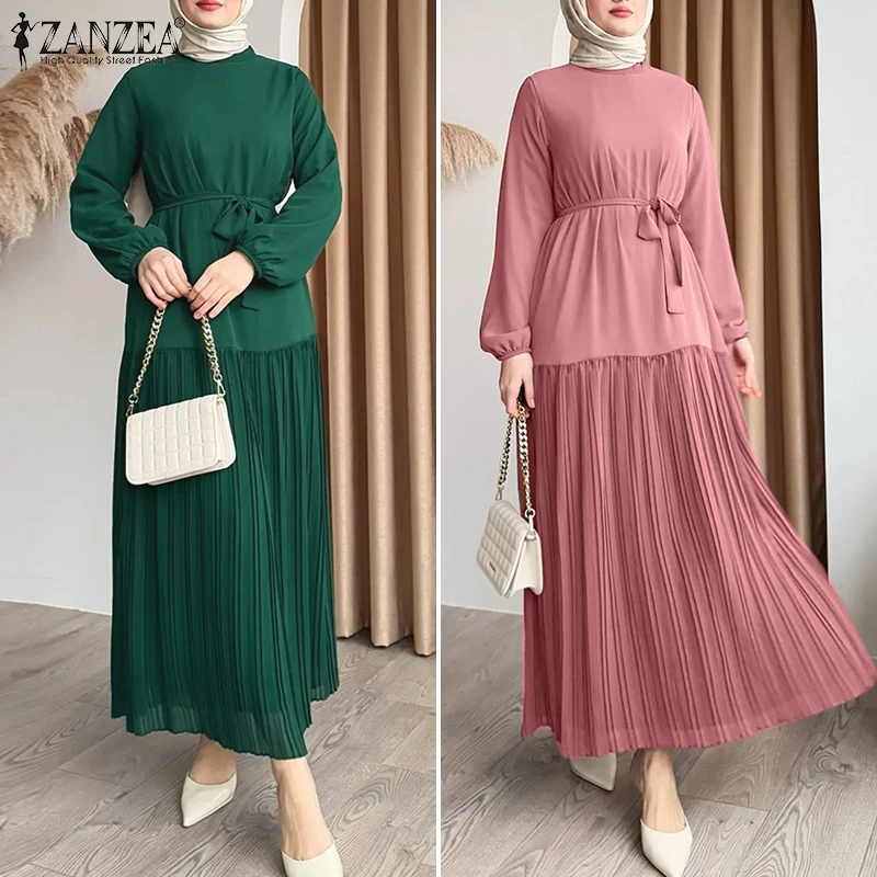 ZANZEA Мусульманские хиджабы, женские длинные платья с завязками на талии, скромная мода, с круглым вырезом, рукавами-фонариками, плиссированным подолом, платье макси, одежда для Рамадана
ZANZEA Мусульманские хиджабы, женские длинные платья с завязками на талии, скромная мода, с круглым вырезом, рукавами-фонариками, плиссированным подолом, платье макси, одежда для Рамадана