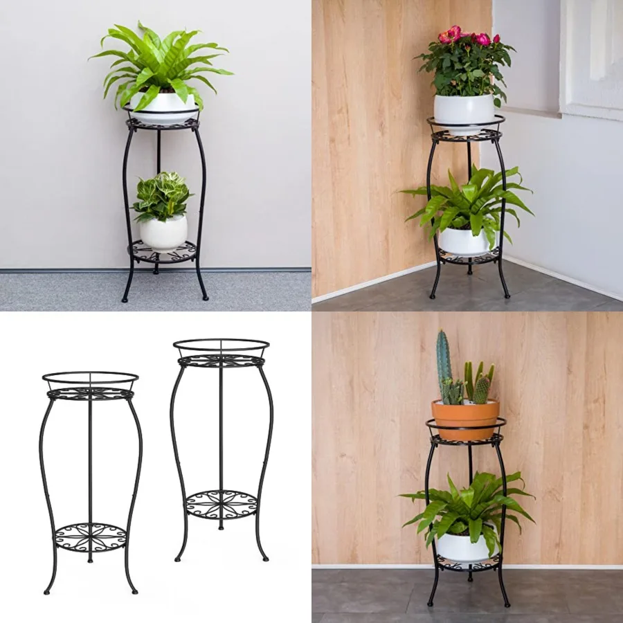 2 Pack Metal Plant Stands, Tall Planter Holder Indoor Outdoor, 2 Tier Round Potted Supports Rack, Corner Display Shelf Black
2 Pack Metal Plant Stands, Tall Planter Holder Indoor Outdoor, 2 Tier Round Potted Supports Rack, Corner Display Shelf Black