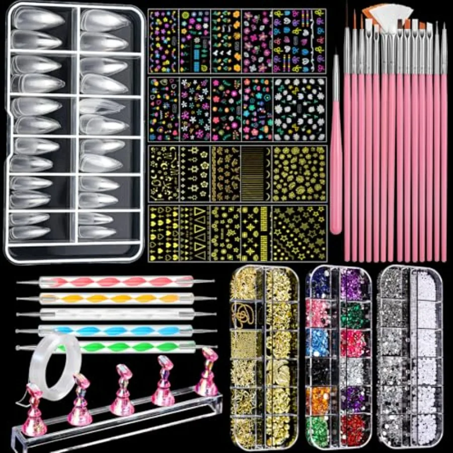 Nail Art Brushes, Nail Art Kit with Nail Art Brush, Dotting Tools, Nail Rhinestones Pearls, Nail Charms and Gems, Nail Stickers
Nail Art Brushes, Nail Art Kit with Nail Art Brush, Dotting Tools, Nail Rhinestones Pearls, Nail Charms and Gems, Nail Stickers