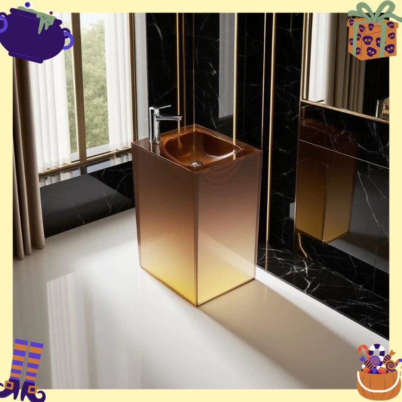 Transparent column basin color resin household face wash and hand washing column floor-standing crystal integrated column basin
Transparent column basin color resin household face wash and hand washing column floor-standing crystal integrated column basin