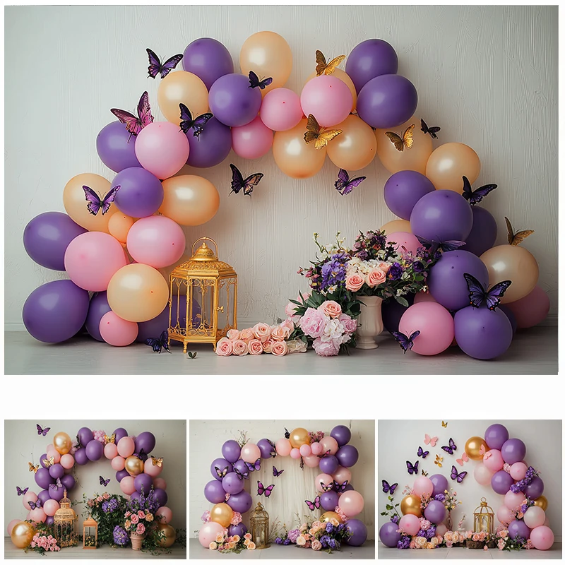 LS Perfect Butterfly Garden Backdrop Kids Baby Birthday Cake Smash Photocall Decors Spring Purple Balloons Arch Background
LS Perfect Butterfly Garden Backdrop Kids Baby Birthday Cake Smash Photocall Decors Spring Purple Balloons Arch Background