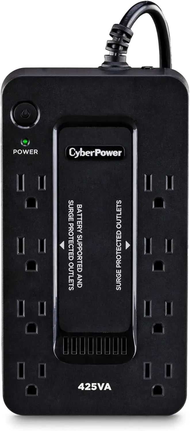 Compact UPS Battery Backup 425VA/260W, 8 Outlets, Surge Protection for Home Office
Compact UPS Battery Backup 425VA/260W, 8 Outlets, Surge Protection for Home Office