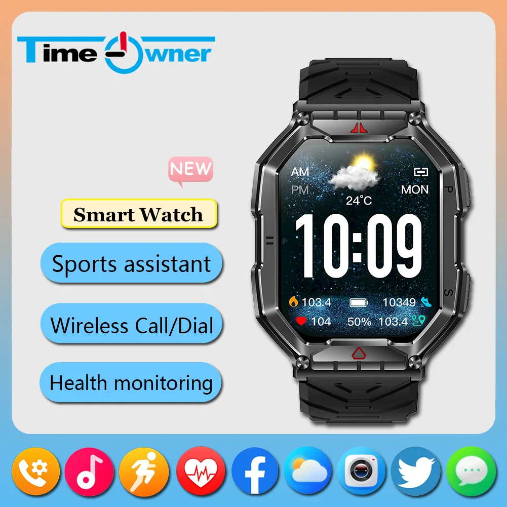 Time Owner Smart Watch Military Grade Toughness Bluetooth Voice Call LED Flashlight 1ATM Waterproof Outdoor Sports Smart Watch
Time Owner Smart Watch Military Grade Toughness Bluetooth Voice Call LED Flashlight 1ATM Waterproof Outdoor Sports Smart Watch