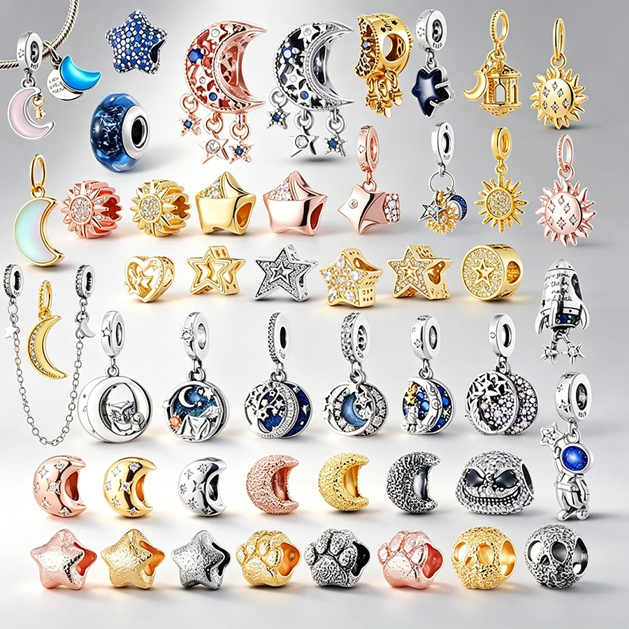 Hot Sale 925 Silver Star Moon Sun Charm Beads,Celestial Space Astronaut DIY Bracelets Necklaces Pendants,Jewelry Gifts For Women
Hot Sale 925 Silver Star Moon Sun Charm Beads,Celestial Space Astronaut DIY Bracelets Necklaces Pendants,Jewelry Gifts For Women