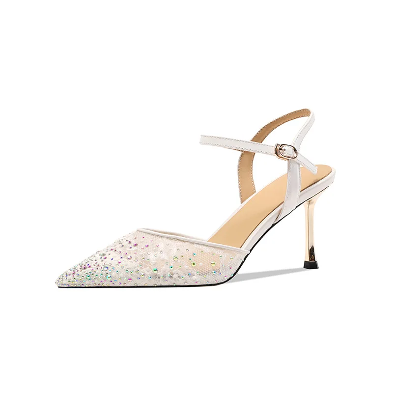Spring and Summer New Pointed Shallow Mouth Lace Rhinestone Wedding Shoes Thin High Heels Banquet Dress Versatile Women's Sandal
Spring and Summer New Pointed Shallow Mouth Lace Rhinestone Wedding Shoes Thin High Heels Banquet Dress Versatile Women's Sandal