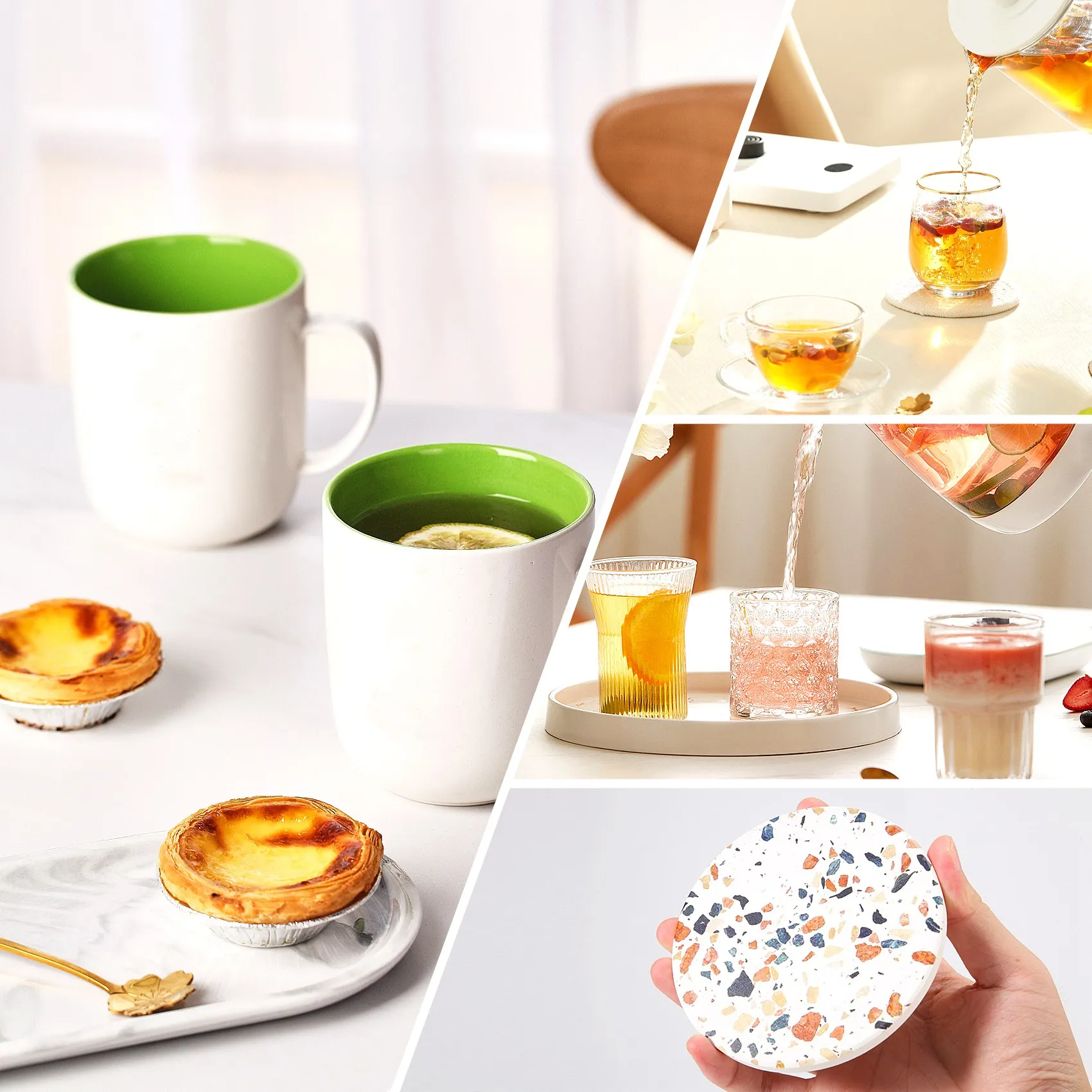 Latest Coasters For Drinks,Absorbent Marble-Style Coasters With Cork Base , Housewarming Gift For Home And Kitchen 
Latest Coasters For Drinks,Absorbent Marble-Style Coasters With Cork Base , Housewarming Gift For Home And Kitchen