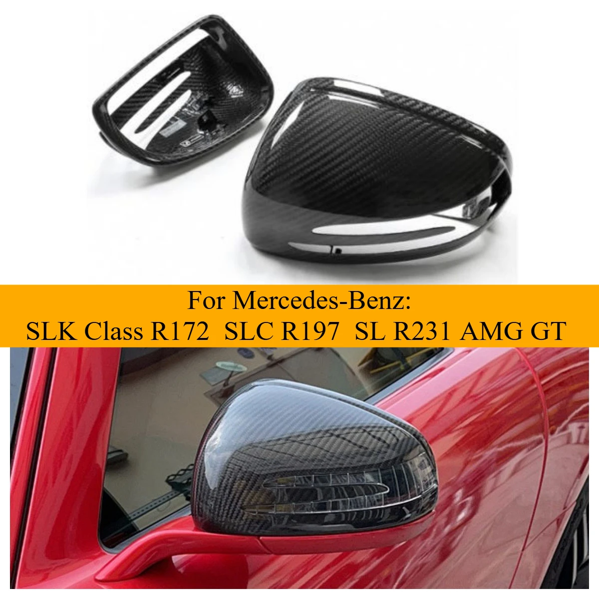 Real Carbon Wing Mirror Casing for Mercedes-Benz AMG GT SLK SLC R197 SL R231 Dry Carbon Fiber Mirror Cover Replace 2012+
Real Carbon Wing Mirror Casing for Mercedes-Benz AMG GT SLK SLC R197 SL R231 Dry Carbon Fiber Mirror Cover Replace 2012+