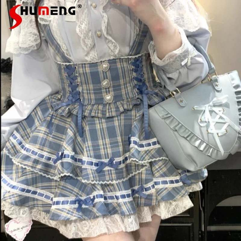 2025 Summer New Japanese Ruffle Edge Small Flying Sleeves Bow Strap Lace Skirt Lolita Sweet Cute Short Suspender Skirt For Girls
2025 Summer New Japanese Ruffle Edge Small Flying Sleeves Bow Strap Lace Skirt Lolita Sweet Cute Short Suspender Skirt For Girls