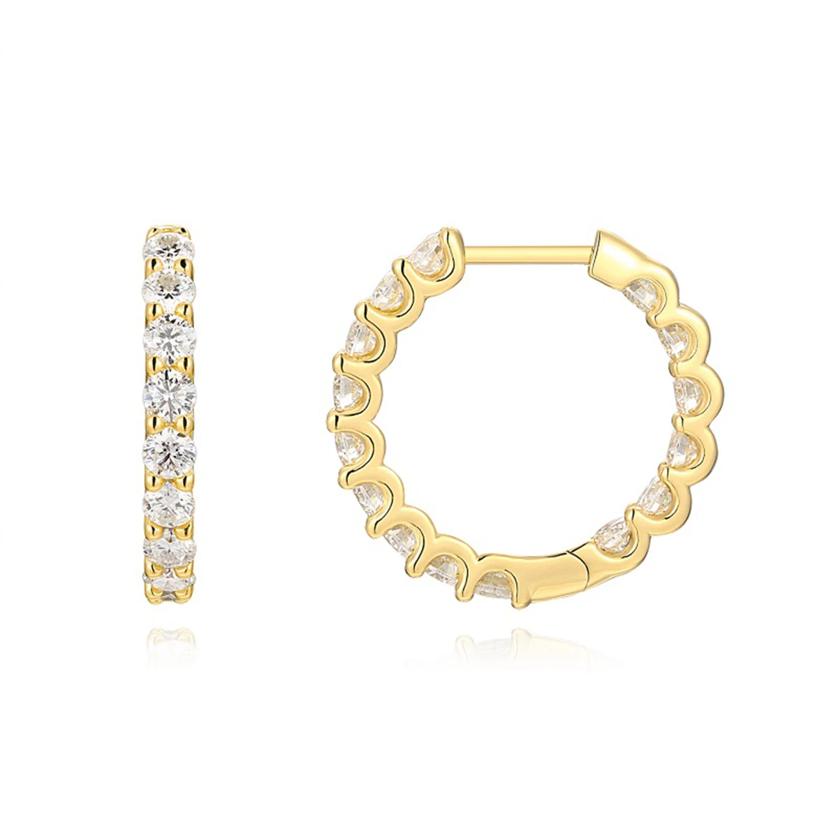 JIUZUAN 18K Gold Plated Hoop Earrings, 925 Sterling Silver with Moissanite, Scalloped Design for Women - Luxury Jewelry Gift
JIUZUAN 18K Gold Plated Hoop Earrings, 925 Sterling Silver with Moissanite, Scalloped Design for Women - Luxury Jewelry Gift
